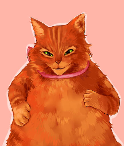 Fan art de Gato con botas, con un estilo semirealista.